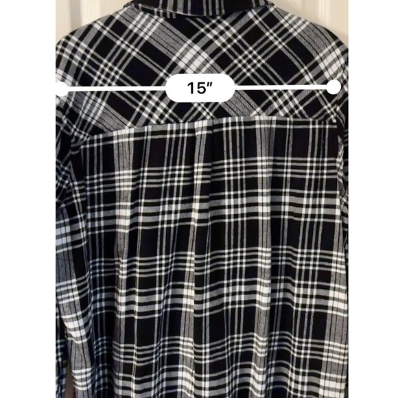 GAP Plaid Flannel Long Sleeve Button Up Shirt women's XL Black White - Picture 5 of 10